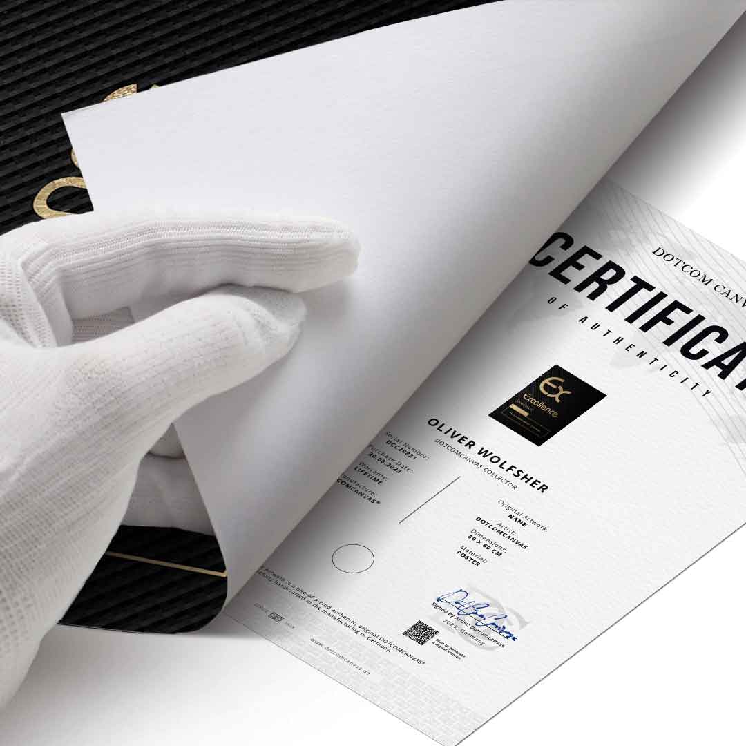 DOTCOMCANVAS® Excellence (Ex) Poster Version Schwarz – Echtheitszertifikat