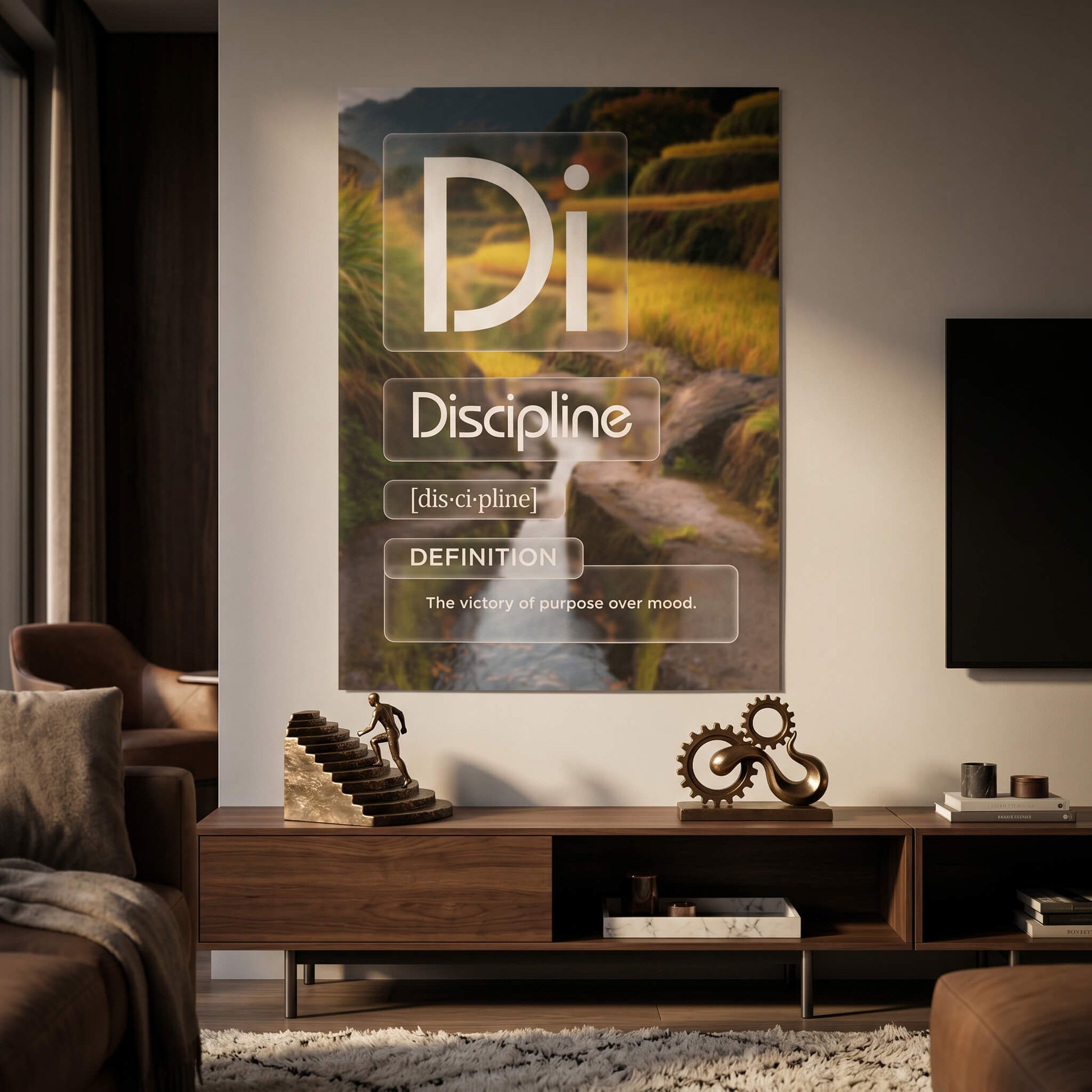 DOTCOMCANVAS® Discipline (Di) Poster Version Farbig – Raum-Mockup