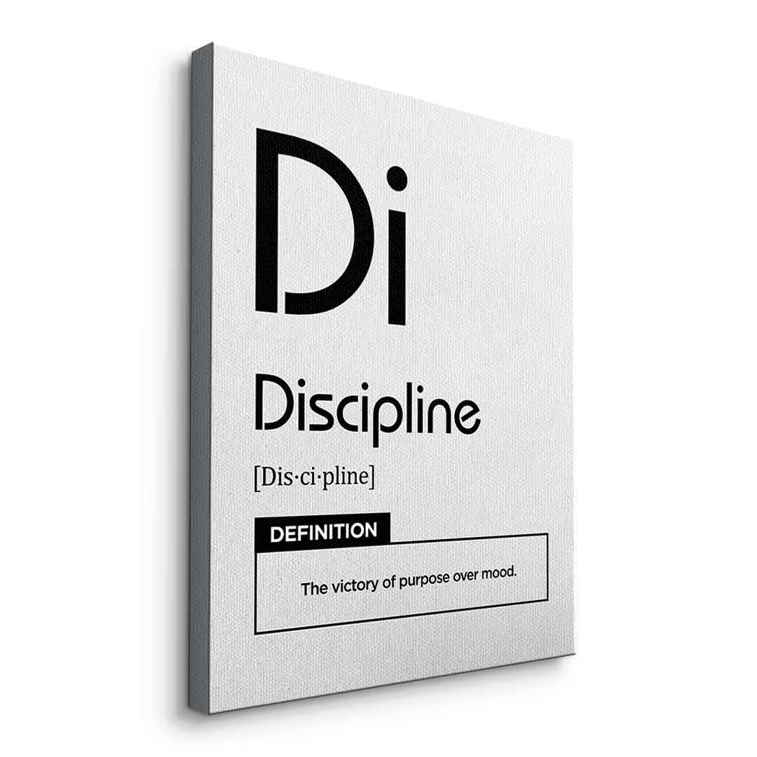 DOTCOMCANVAS® Discipline (Di) Leinwandbild Version Weiß – Seitenansicht Ohne Rahmen
