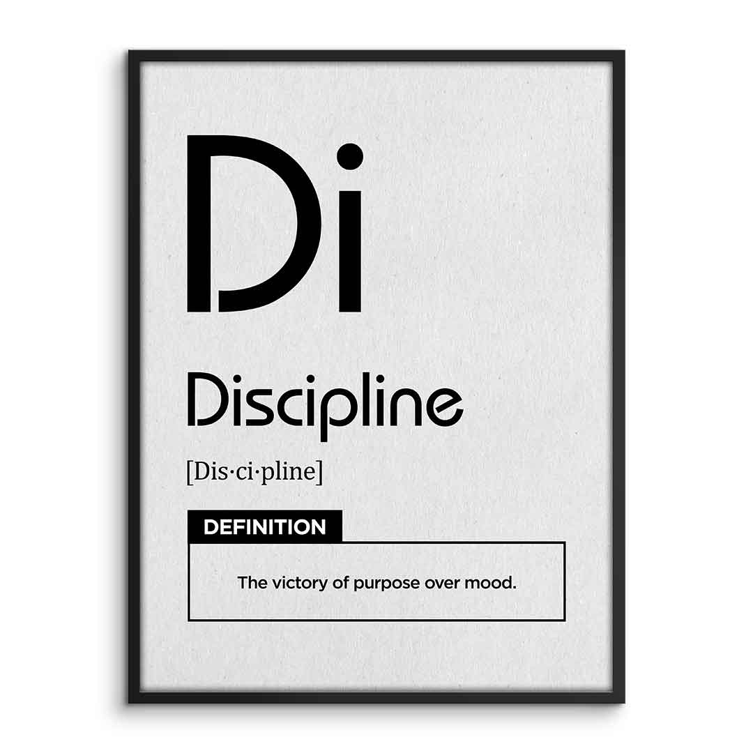 DOTCOMCANVAS® Discipline (Di) Poster Version Weiß – Vorderansicht im Rahmen