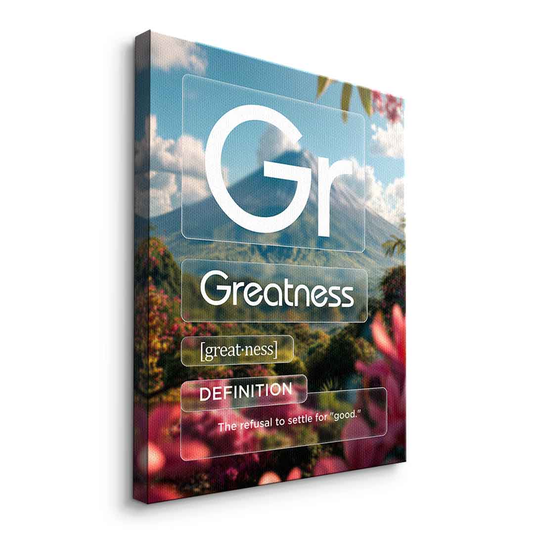 DOTCOMCANVAS® Greatness (Gr) Leinwandbild Version Farbig – Seitenansicht Ohne Rahmen