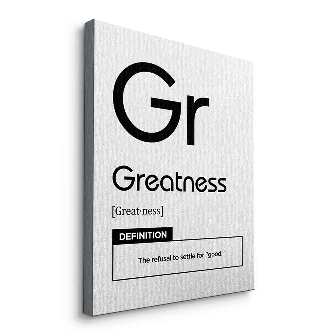 DOTCOMCANVAS® Greatness (Gr) Leinwandbild Version Weiß – Seitenansicht Ohne Rahmen