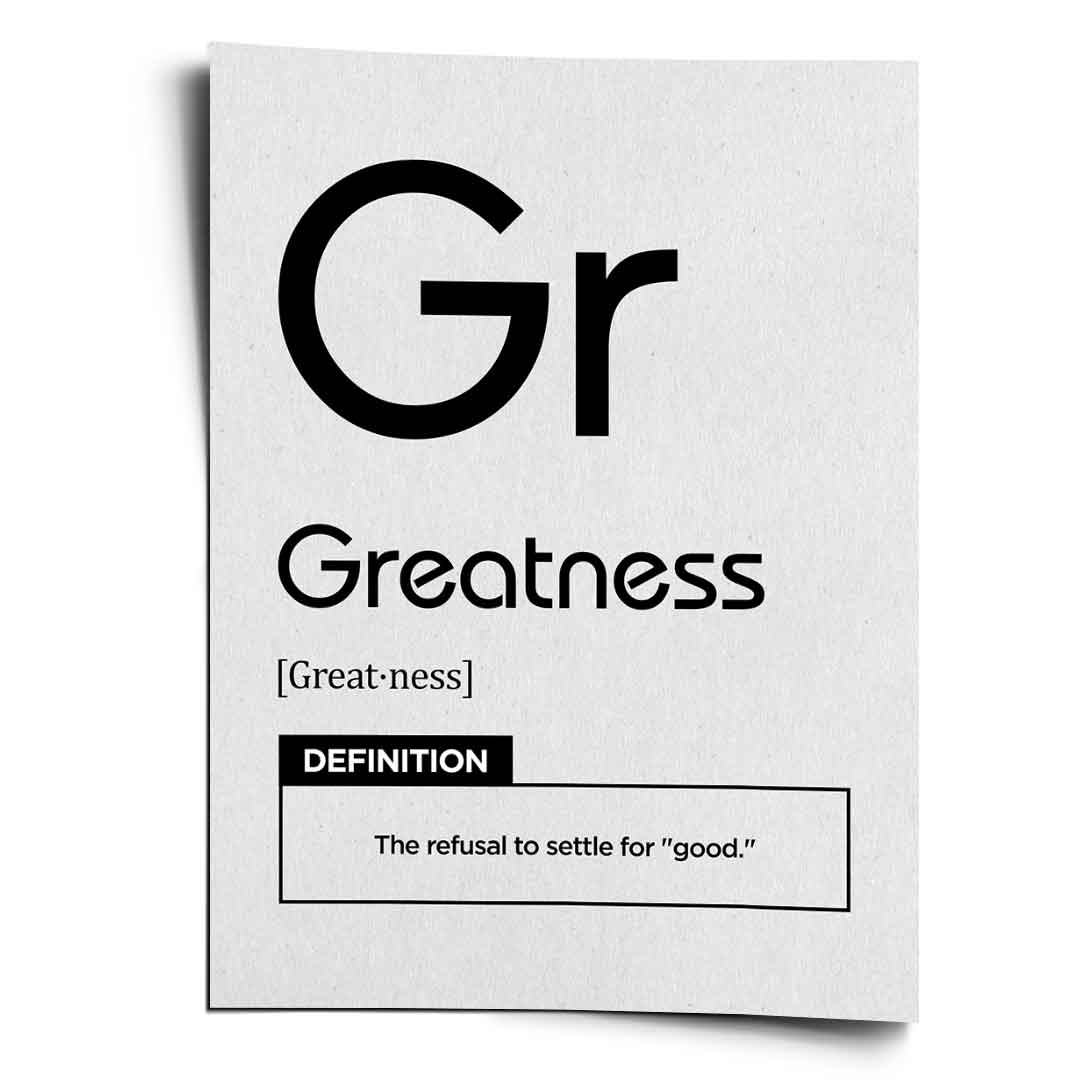 DOTCOMCANVAS® Greatness (Gr) Poster Version Weiß – Vorderansicht