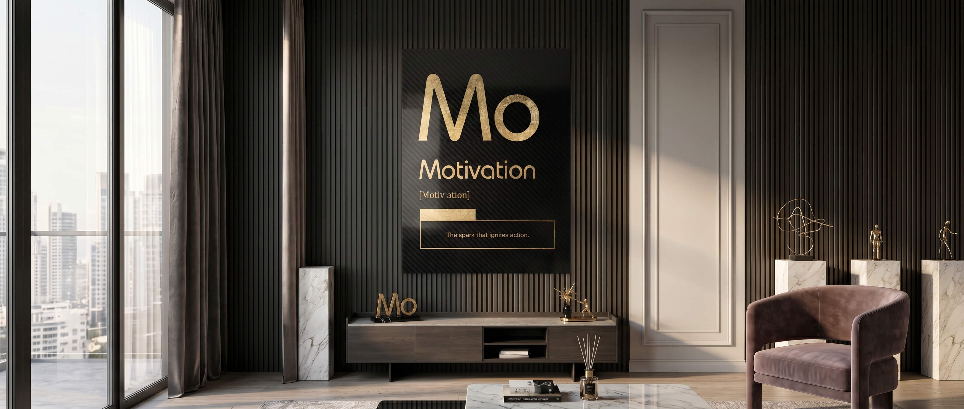 DOTCOMCANVAS® Motivation (Mo) Poster Schwarz – Banner
