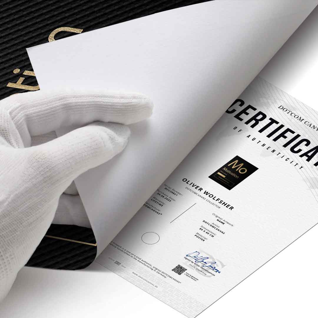 DOTCOMCANVAS® Motivation (Mo) Poster Version Schwarz – Echtheitszertifikat