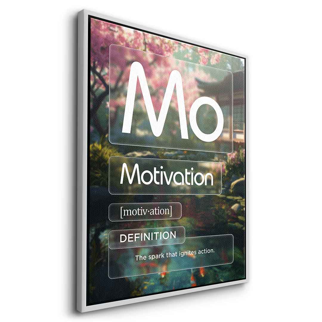 DOTCOMCANVAS® Motivation (Mo) Leinwandbild Version Farbig – Seitenansicht Silber