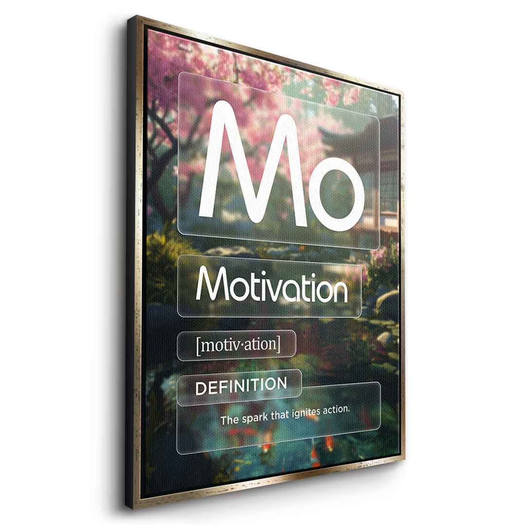 DOTCOMCANVAS® Motivation (Mo) Leinwandbild Version Farbig – Seitenansicht Gold