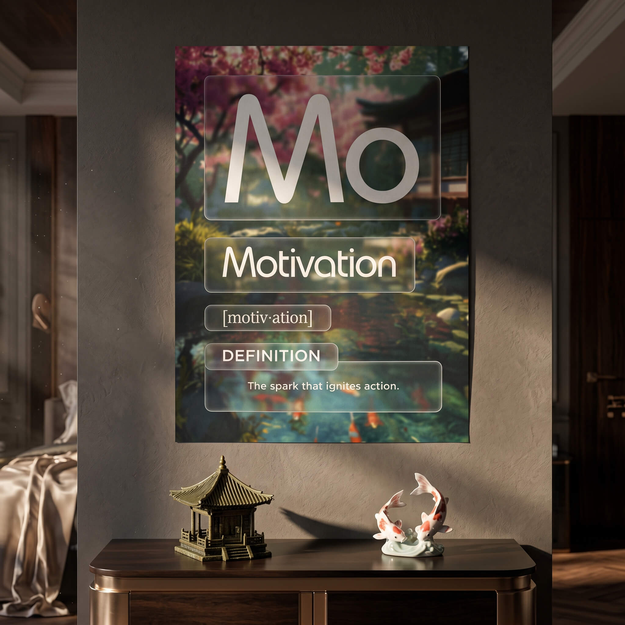 DOTCOMCANVAS® Motivation (Mo) Poster Version Farbig – Raum-Mockup