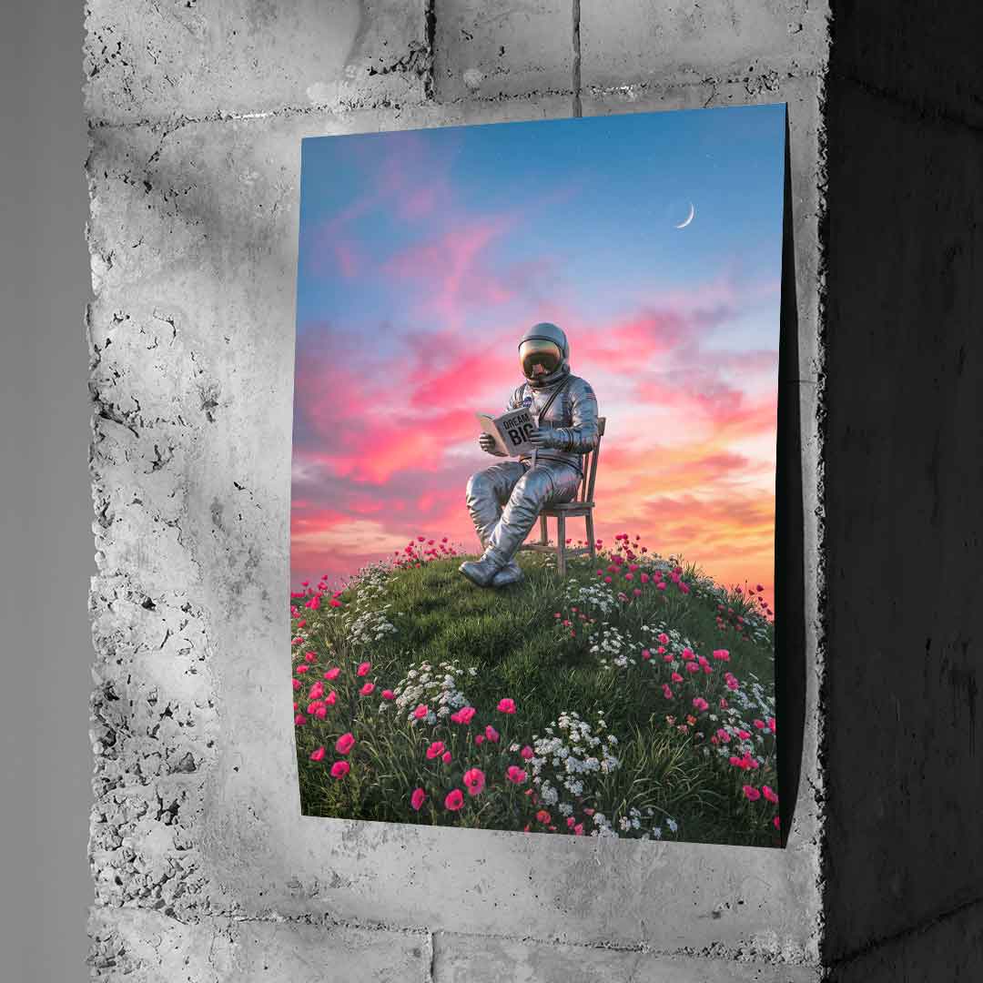 DOTCOMCANVAS® Astronaut's Big Dreams Poster – Wand-Mockup