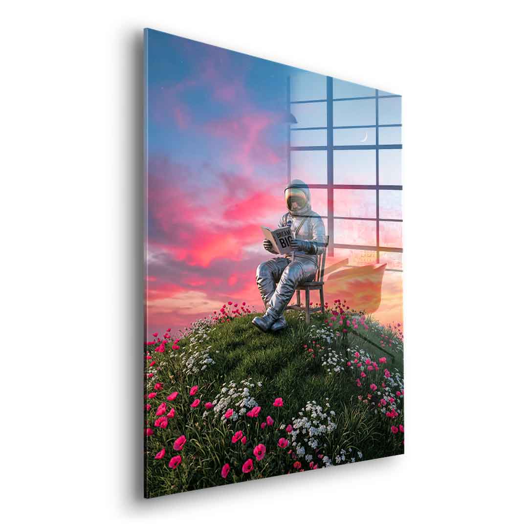 DOTCOMCANVAS® Astronaut's Big Dreams Acrylglasbild – Seitenansicht