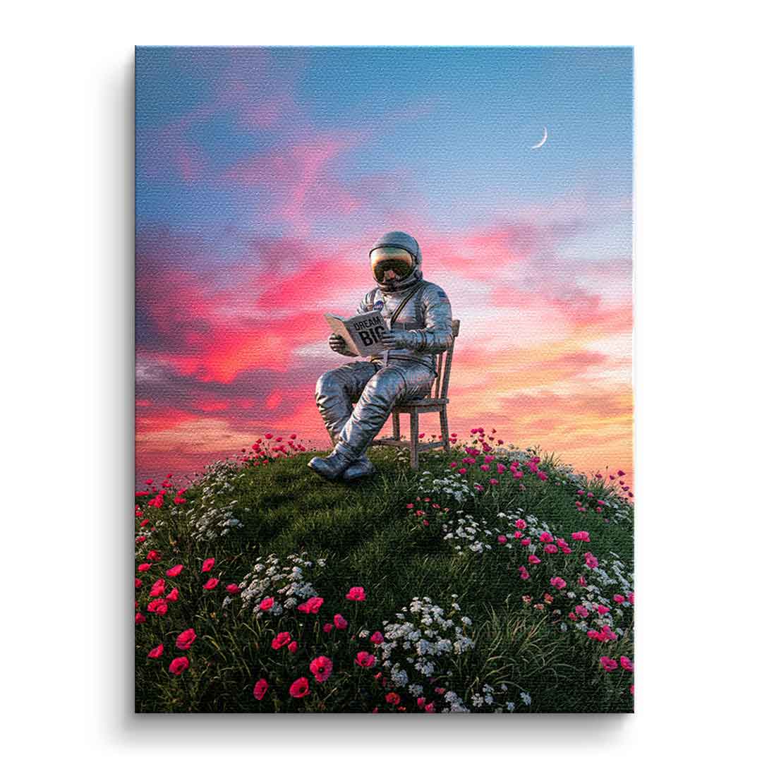 DOTCOMCANVAS® Astronaut's Big Dreams Leinwandbild – Vorderansicht ohne Rahmen