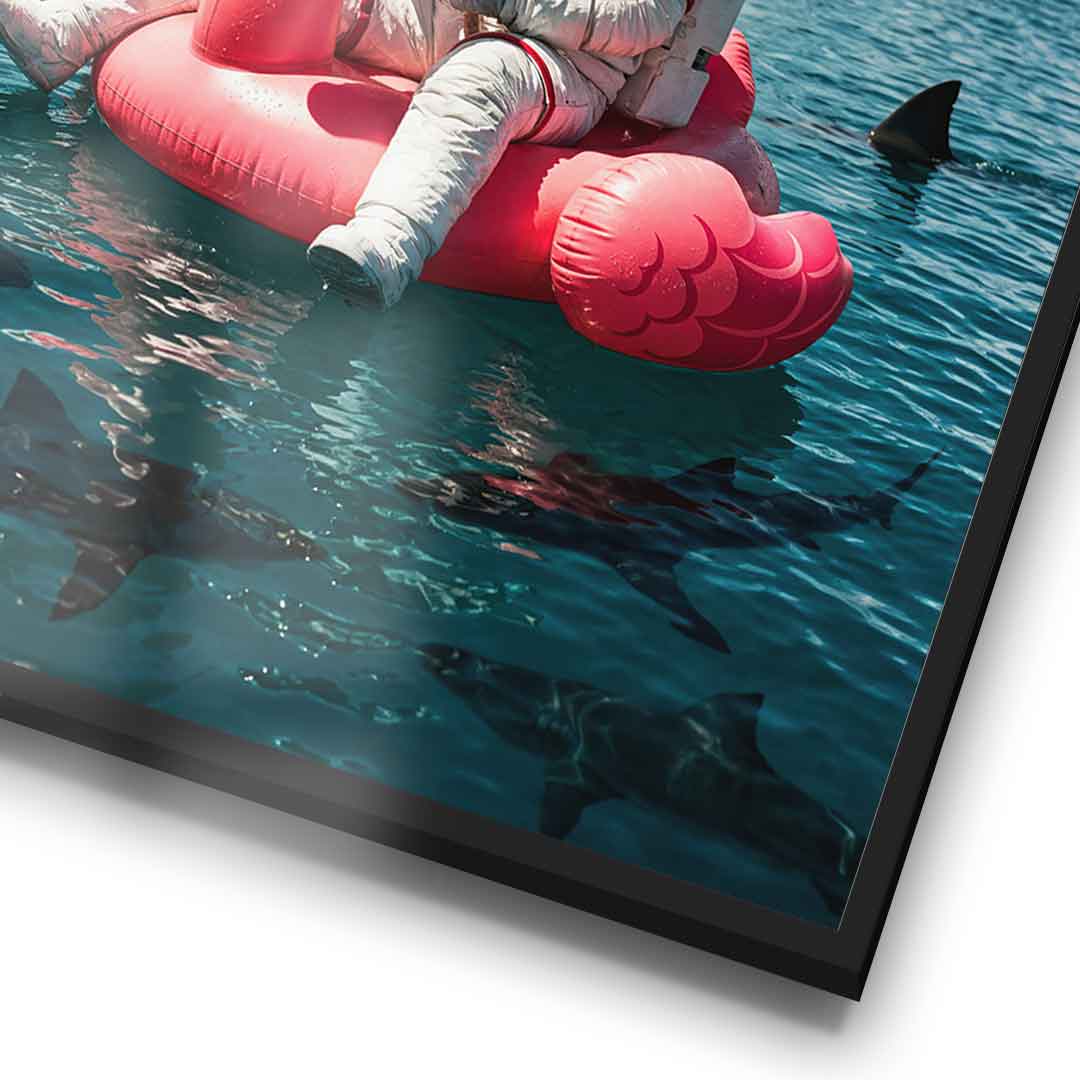 Poster Detail Rahmen — Fearless Astronaut on a Flamingo