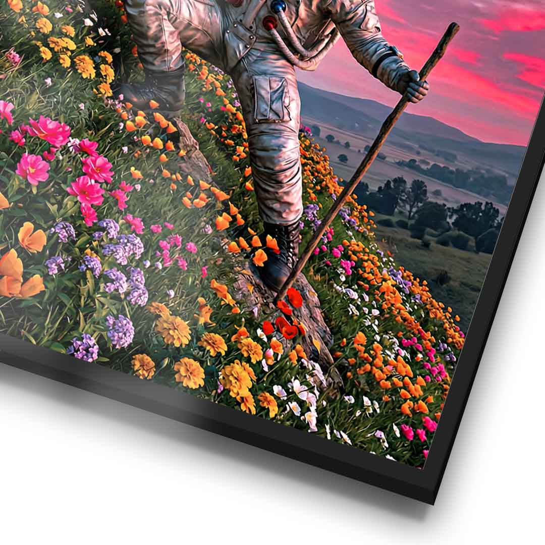DOTCOMCANVAS® Astronaut's Heavy Burden Poster – Detailansicht Rahmen