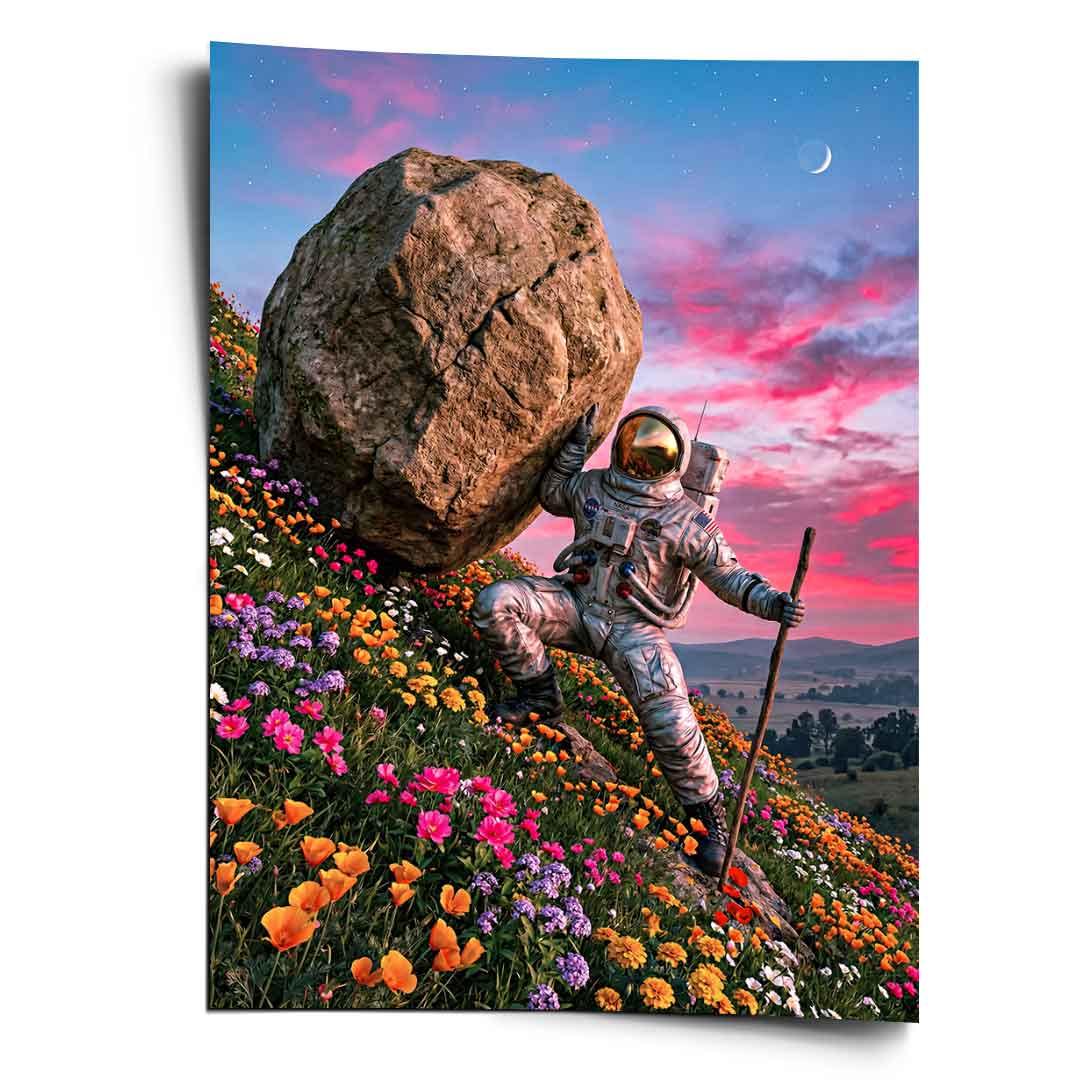 DOTCOMCANVAS® Astronaut's Heavy Burden Poster – Vorderansicht