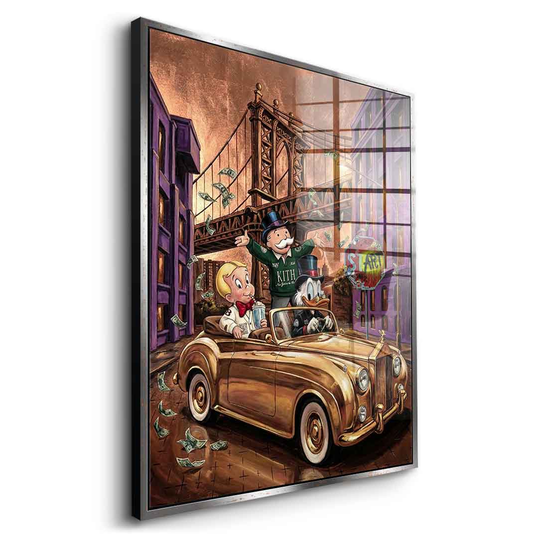 DOTCOMCANVAS New York Vibe Acrylglasbild Seitenansicht Gold Rahmen