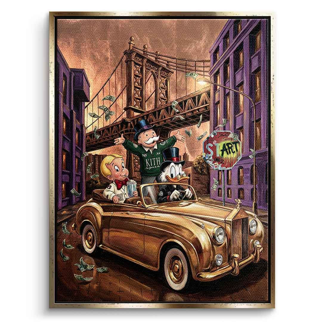 DOTCOMCANVAS New York Vibe Leinwandbild Frontansicht Gold Rahmen