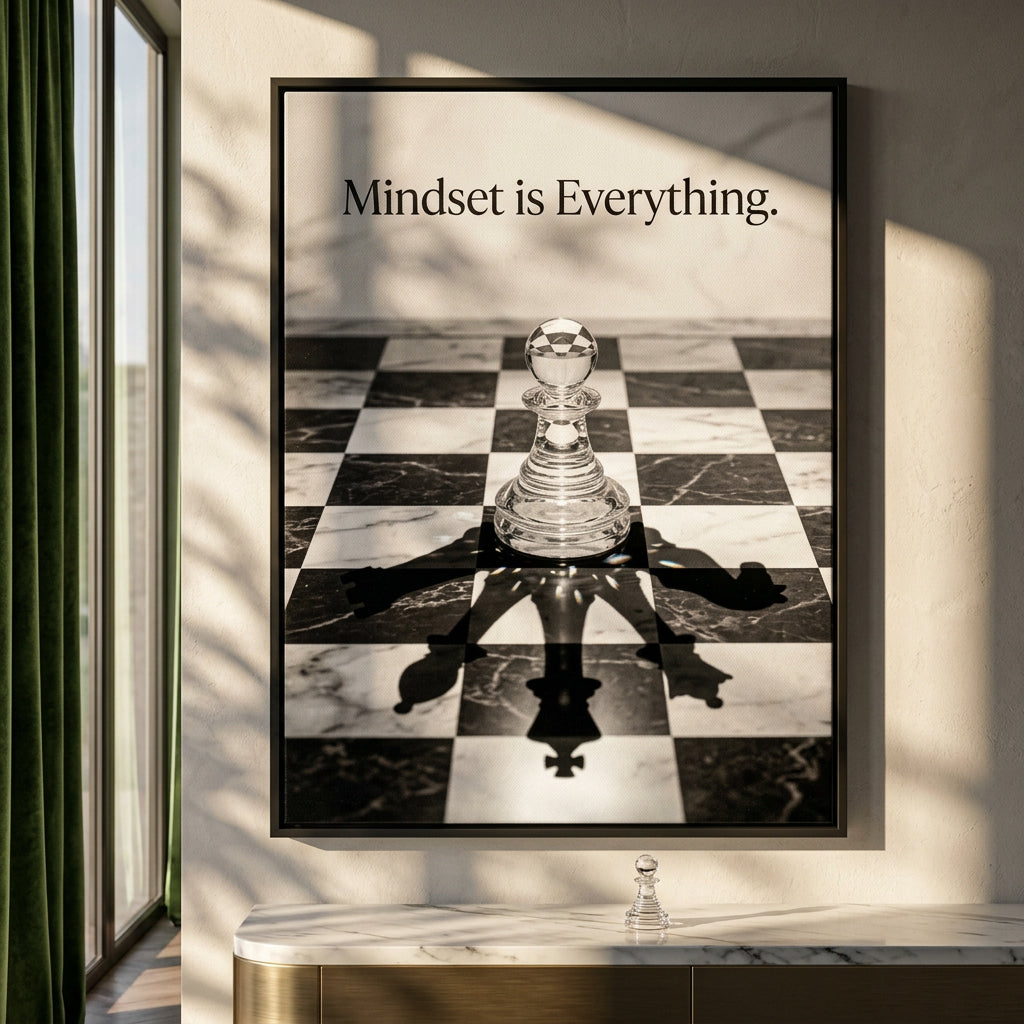 DOTCOMCANVAS Mindset is Everything Leinwandbild Raum-Mockup Wohnzimmer