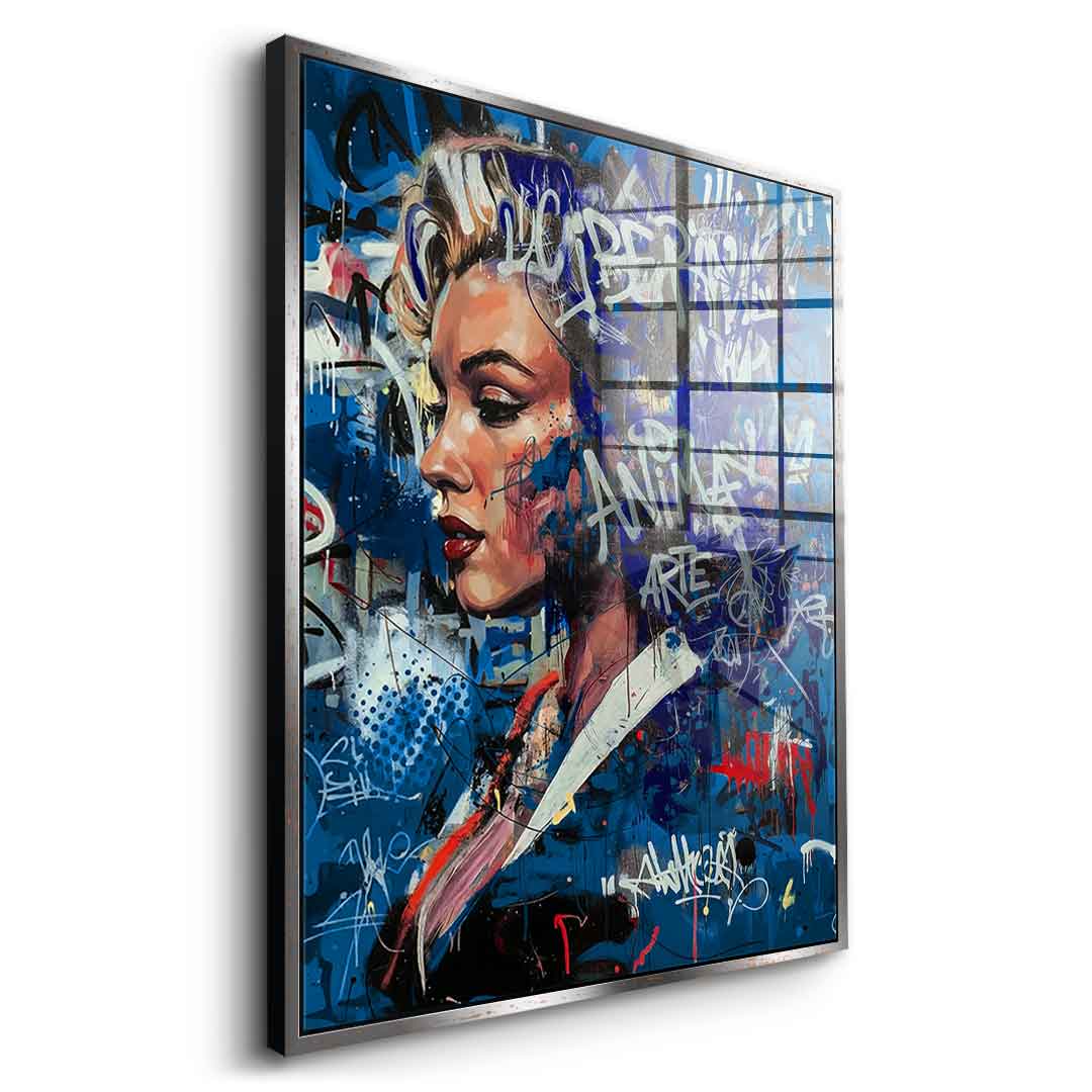 DOTCOMCANVAS Merlin Graffiti Acrylglasbild Seitenansicht Schwarz Rahmen