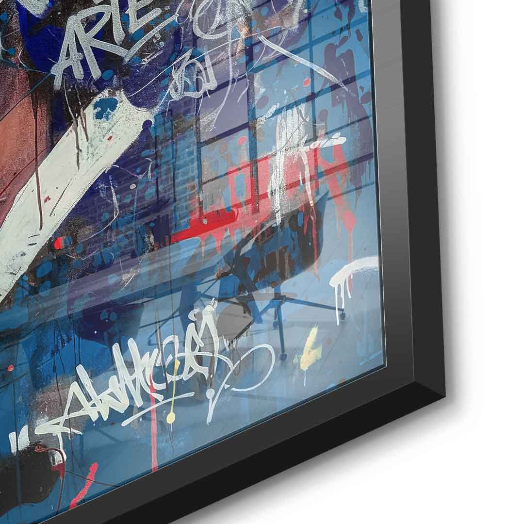 DOTCOMCANVAS Merlin Graffiti Acrylglasbild Detail Schwarz Rahmen