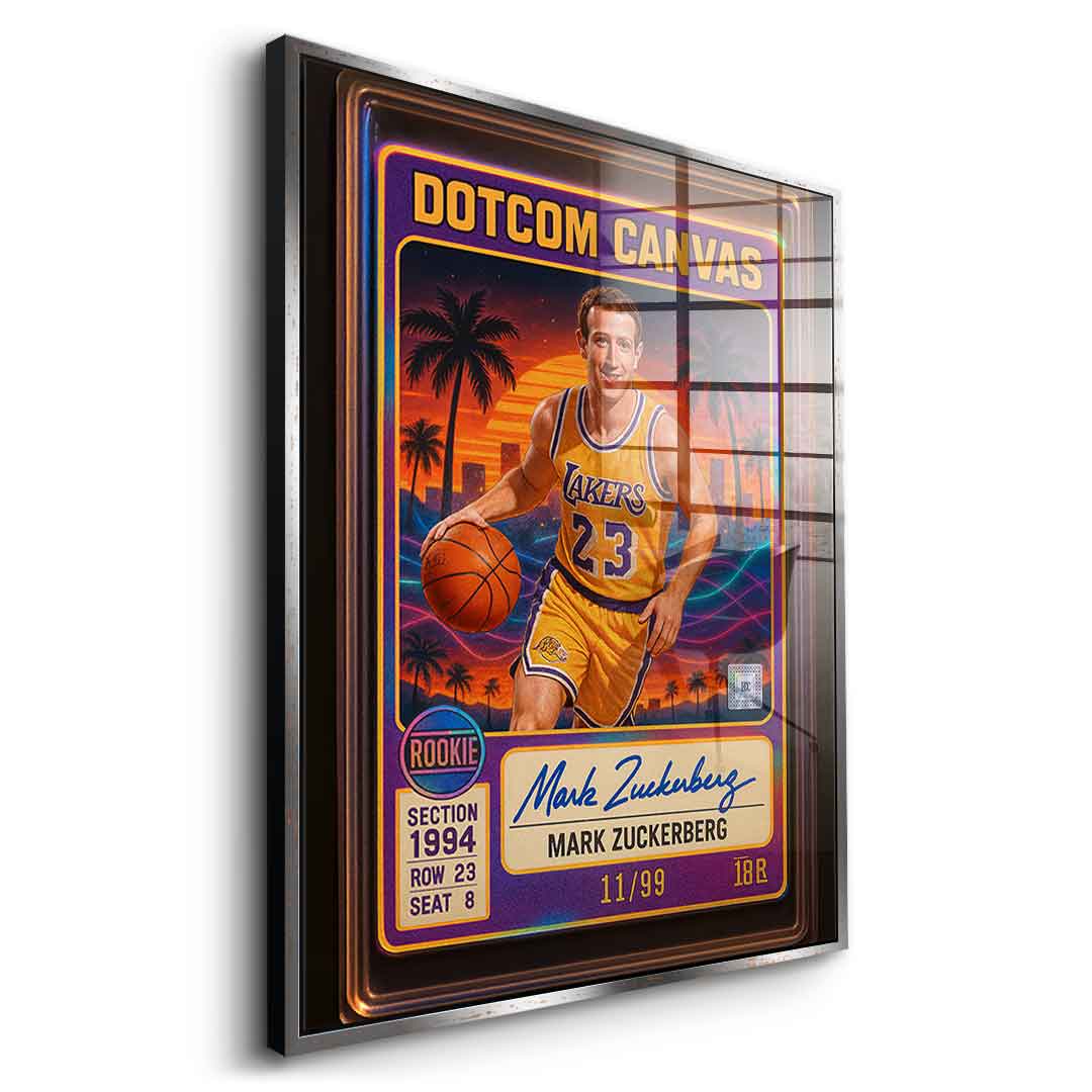 DOTCOMCANVAS Mark Zuckerberg Basketball Card Acrylglasbild Seitenansicht Gold