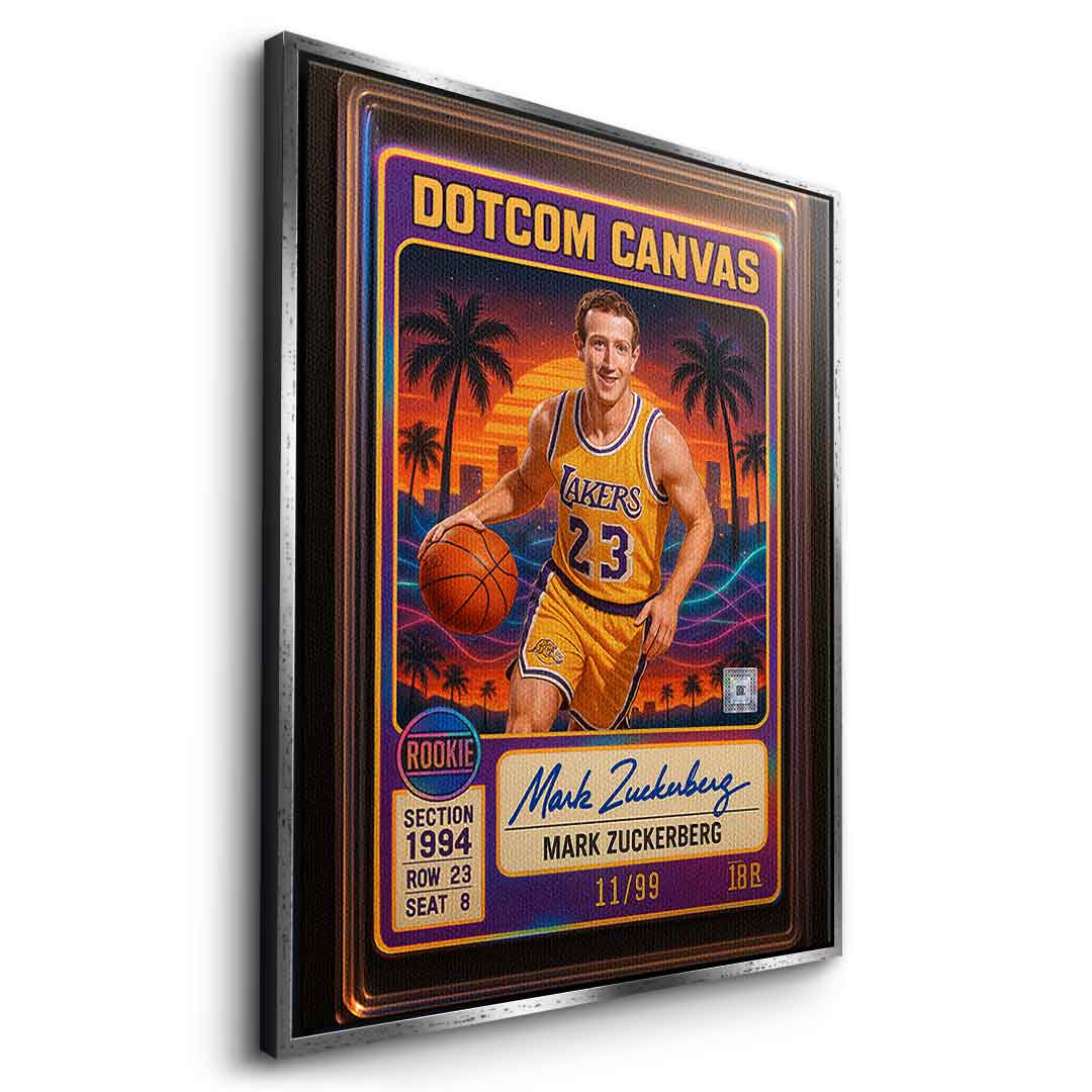 DOTCOMCANVAS Mark Zuckerberg Basketball Card Leinwandbild Seitenansicht Silber