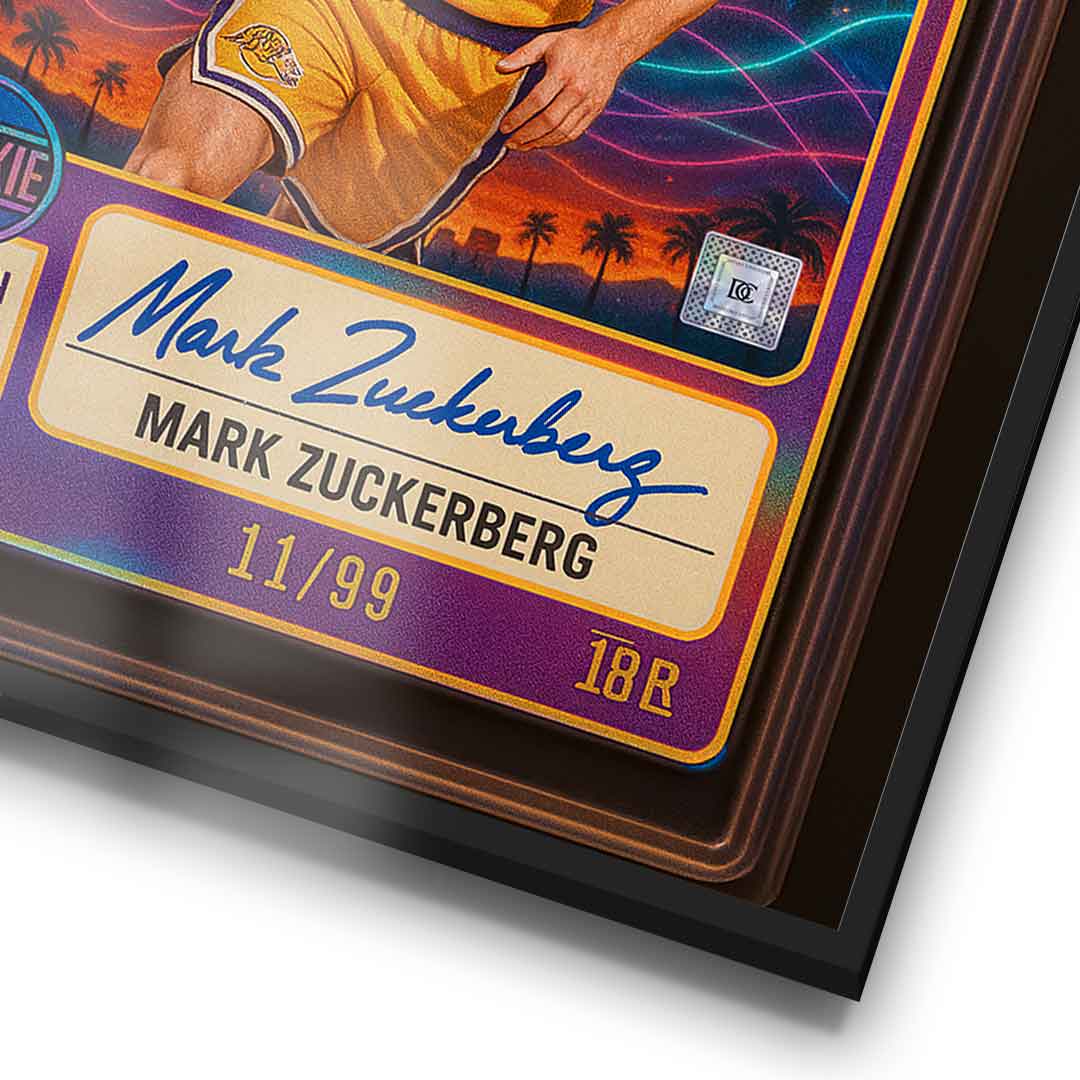 DOTCOMCANVAS Mark Zuckerberg Basketball Card Poster gerahmt Detail