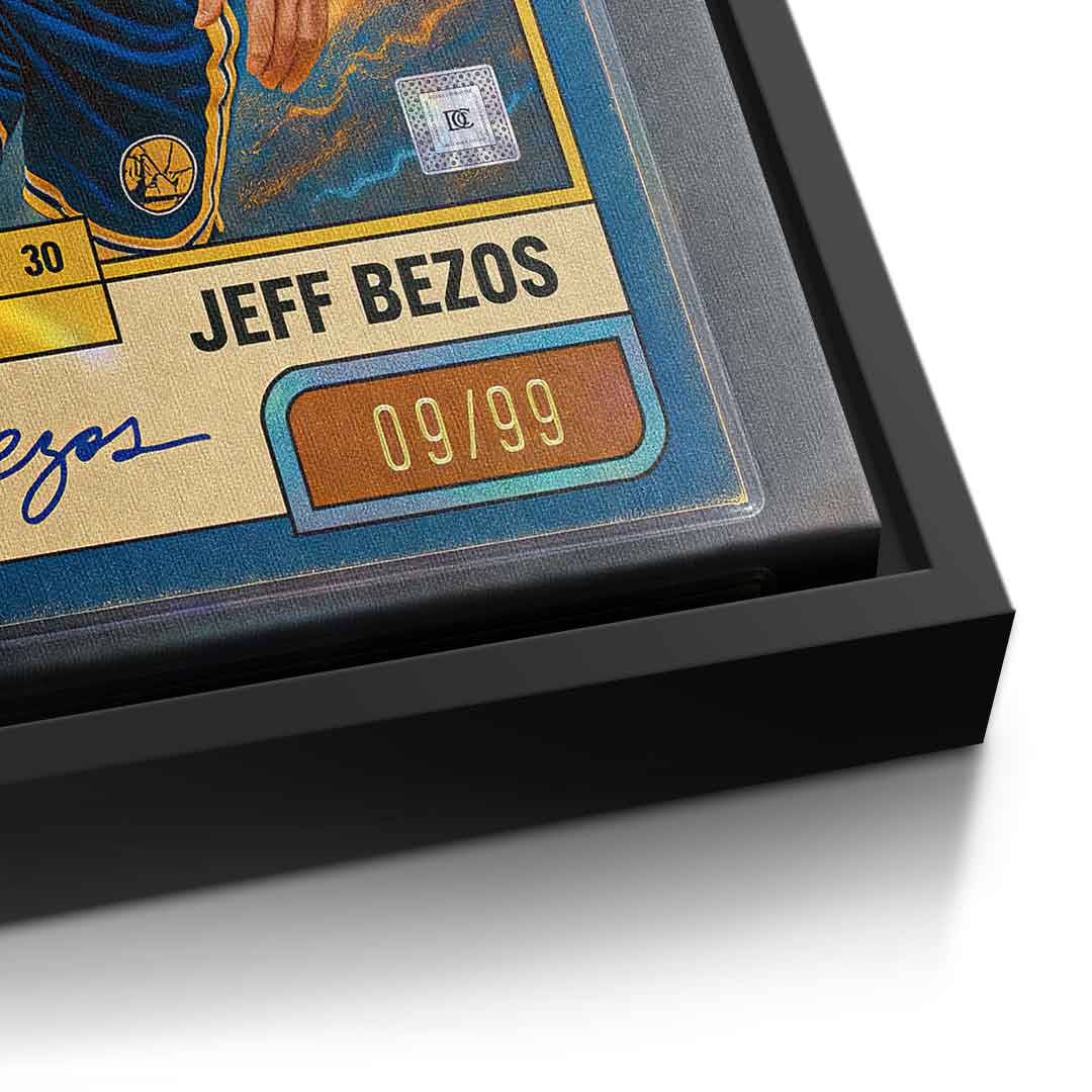 DOTCOMCANVAS® Jeff Bezos Basketball Card Leinwandbild Schwarzer Rahmen Detail