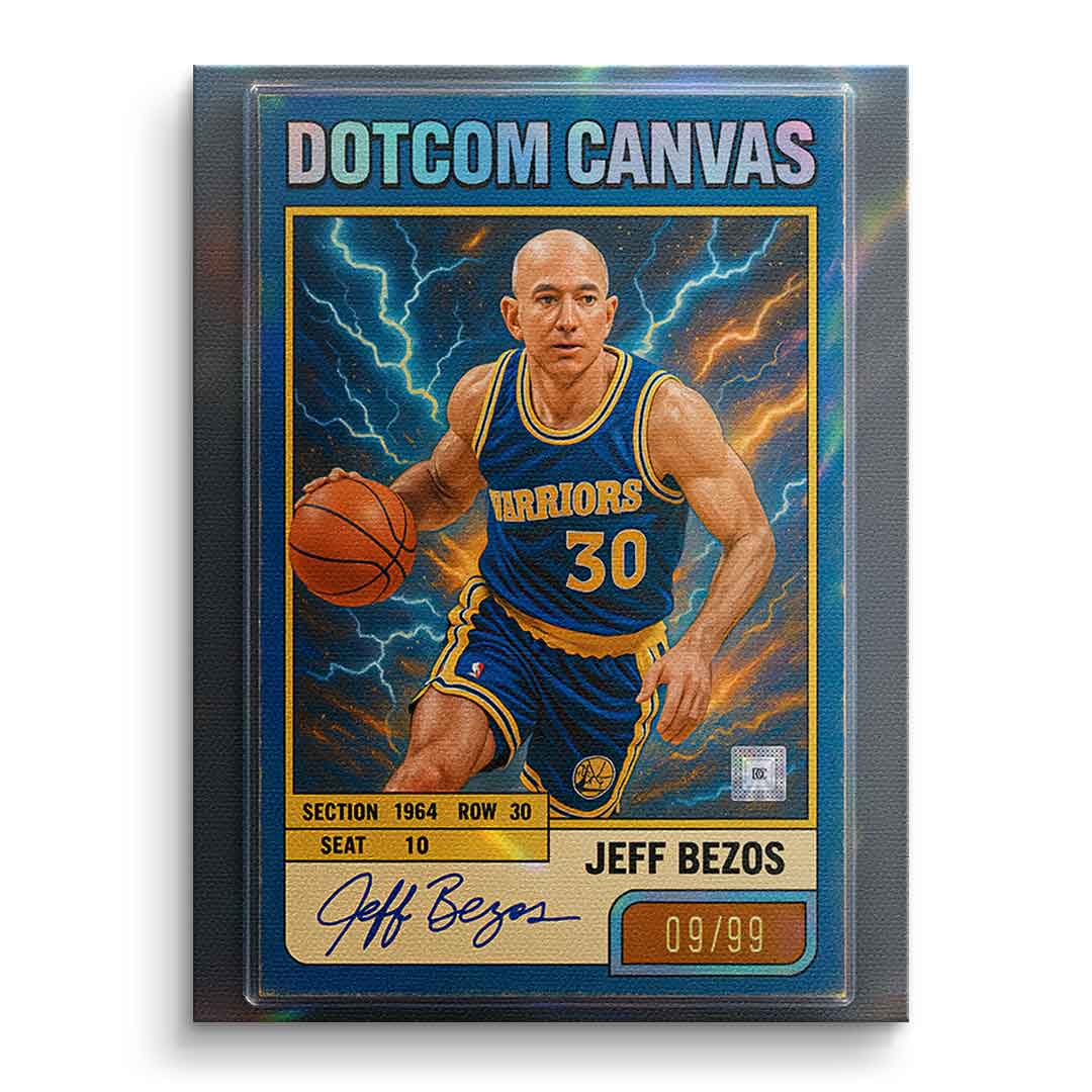 DOTCOMCANVAS® Jeff Bezos Basketball Card Leinwandbild ohne Rahmen Frontansicht