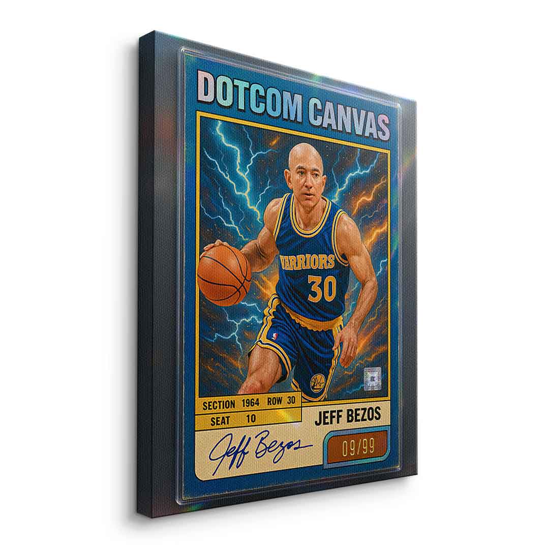 DOTCOMCANVAS® Jeff Bezos Basketball Card Leinwandbild ohne Rahmen Seitenansicht