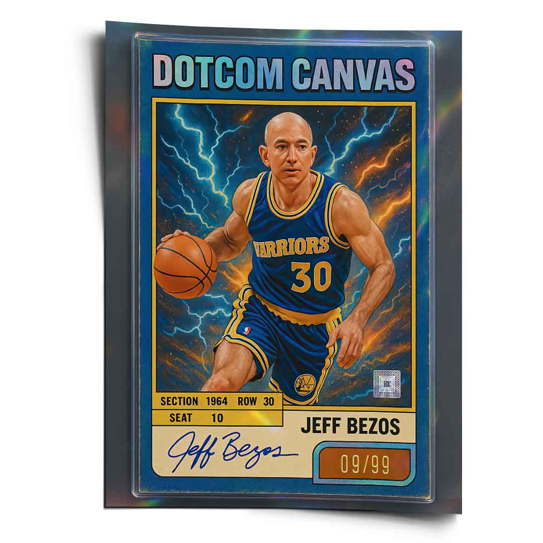 DOTCOMCANVAS® Jeff Bezos Basketball Card Poster Frontansicht