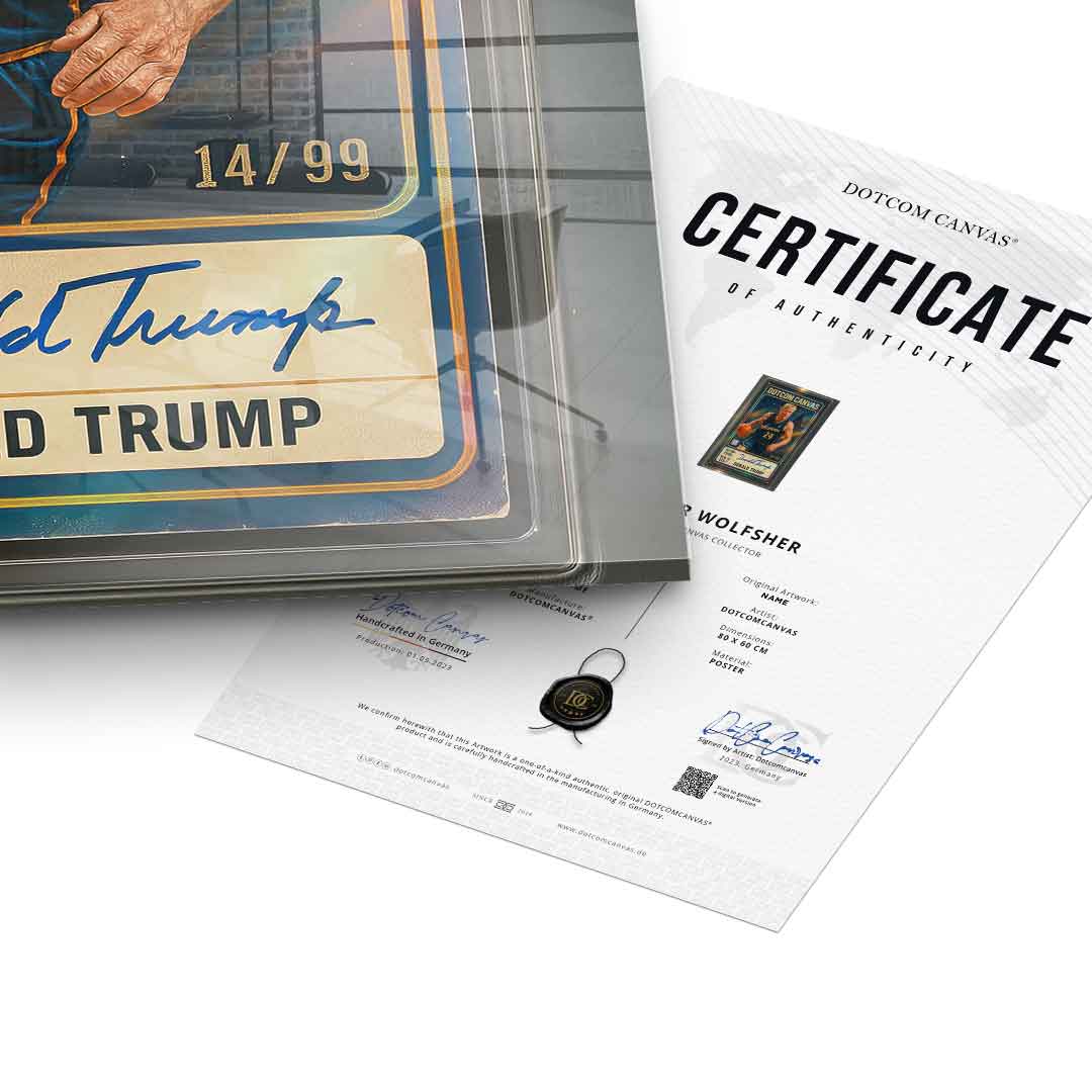 DOTCOMCANVAS Donald Trump Basketball Card Acrylglasbild - Echtheitszertifikat