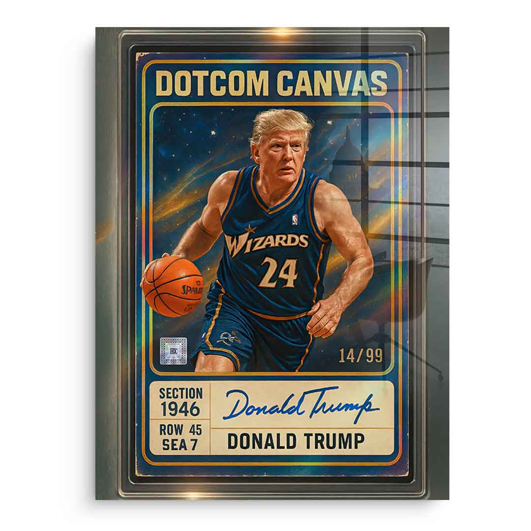 DOTCOMCANVAS Donald Trump Basketball Card Acrylglasbild - Ohne Rahmen Front