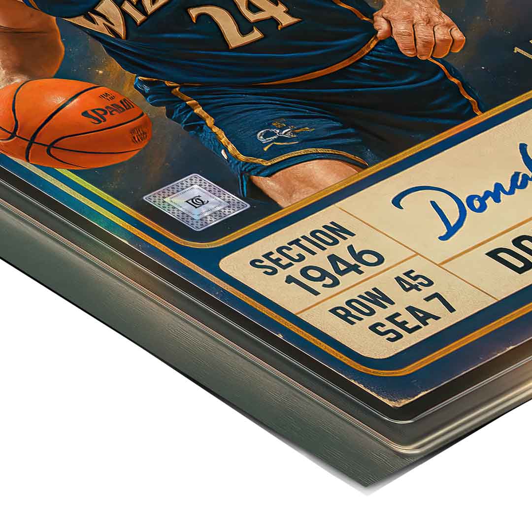 DOTCOMCANVAS Donald Trump Basketball Card Poster - Corner Detail