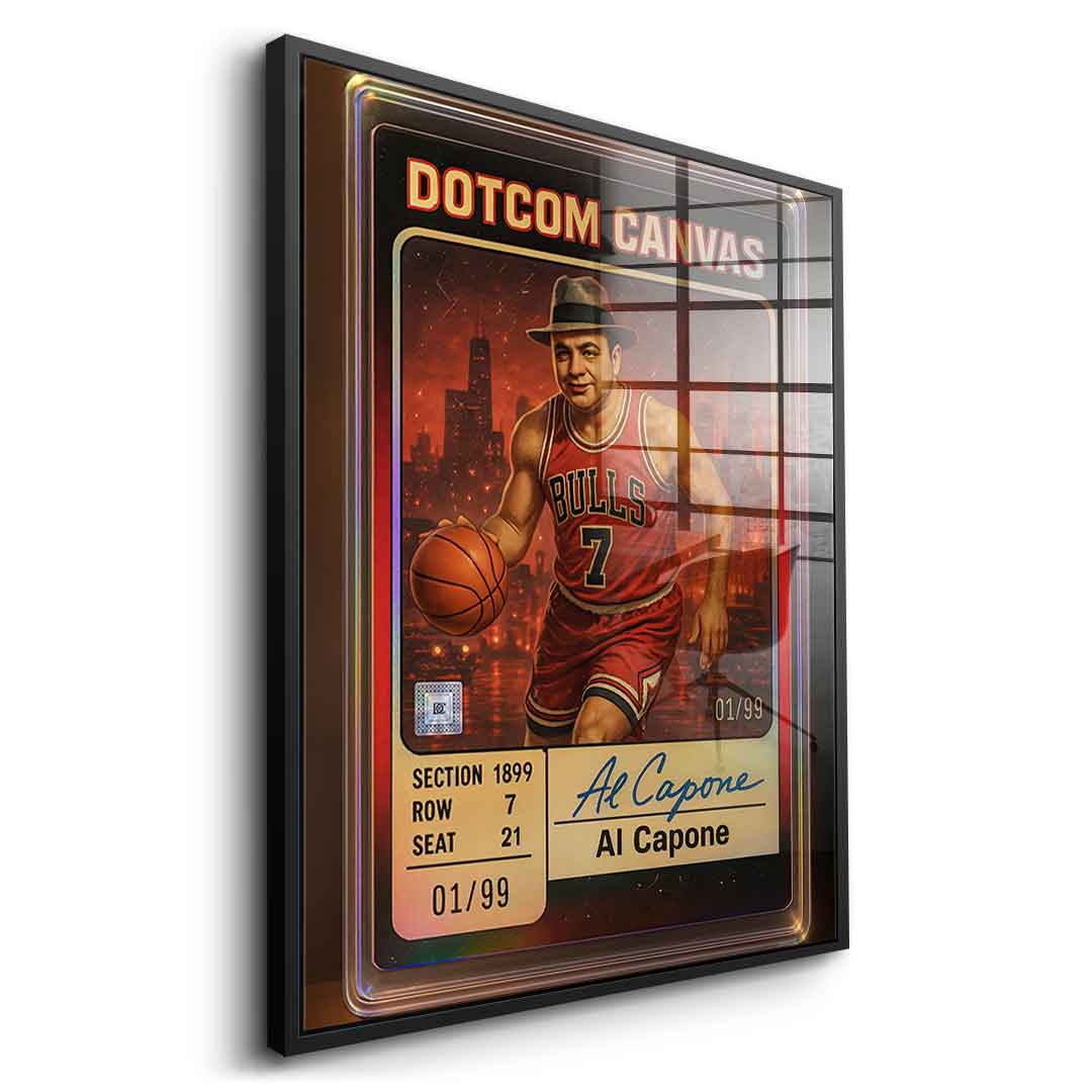 DOTCOMCANVAS Al Capone Basketball Card Acrylglasbild Seitenansicht Schwarz Rahmen