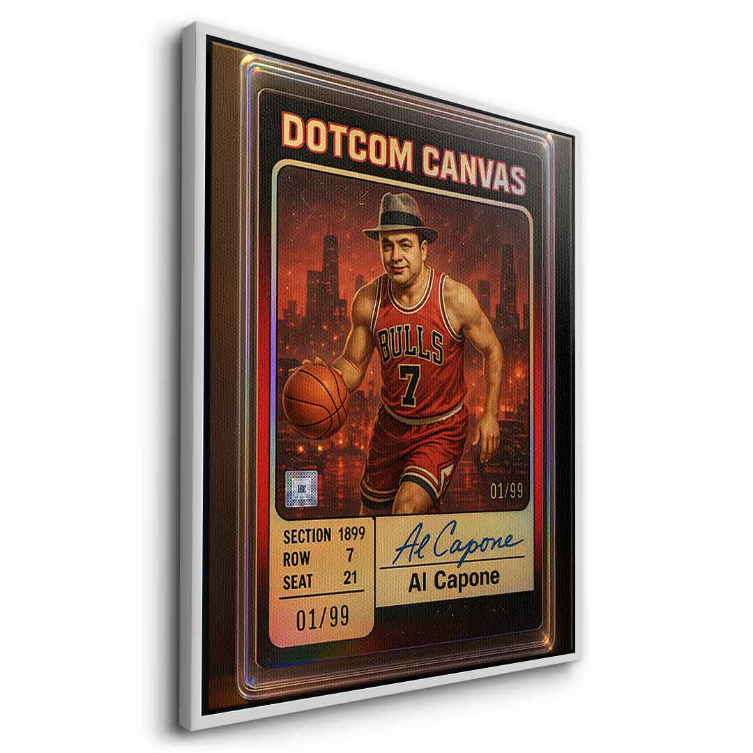 DOTCOMCANVAS Al Capone Basketball Card Leinwandbild Seitenansicht Silber Rahmen