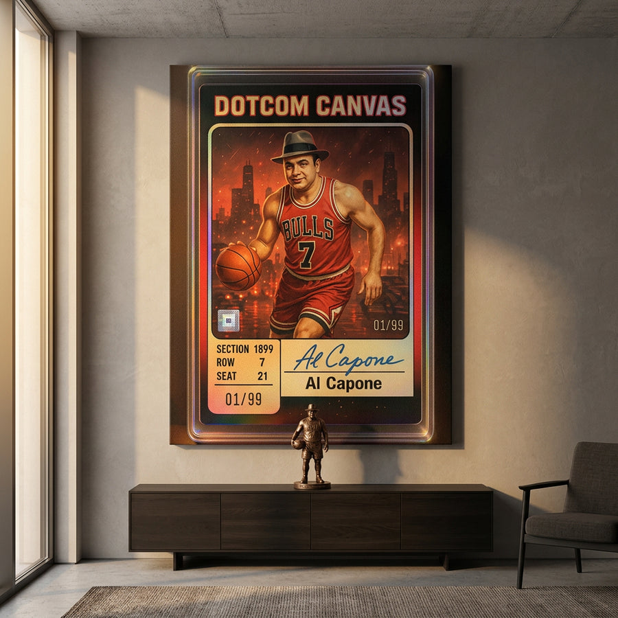 DOTCOMCANVAS Al Capone Basketball Card Leinwandbild Raum Mockup