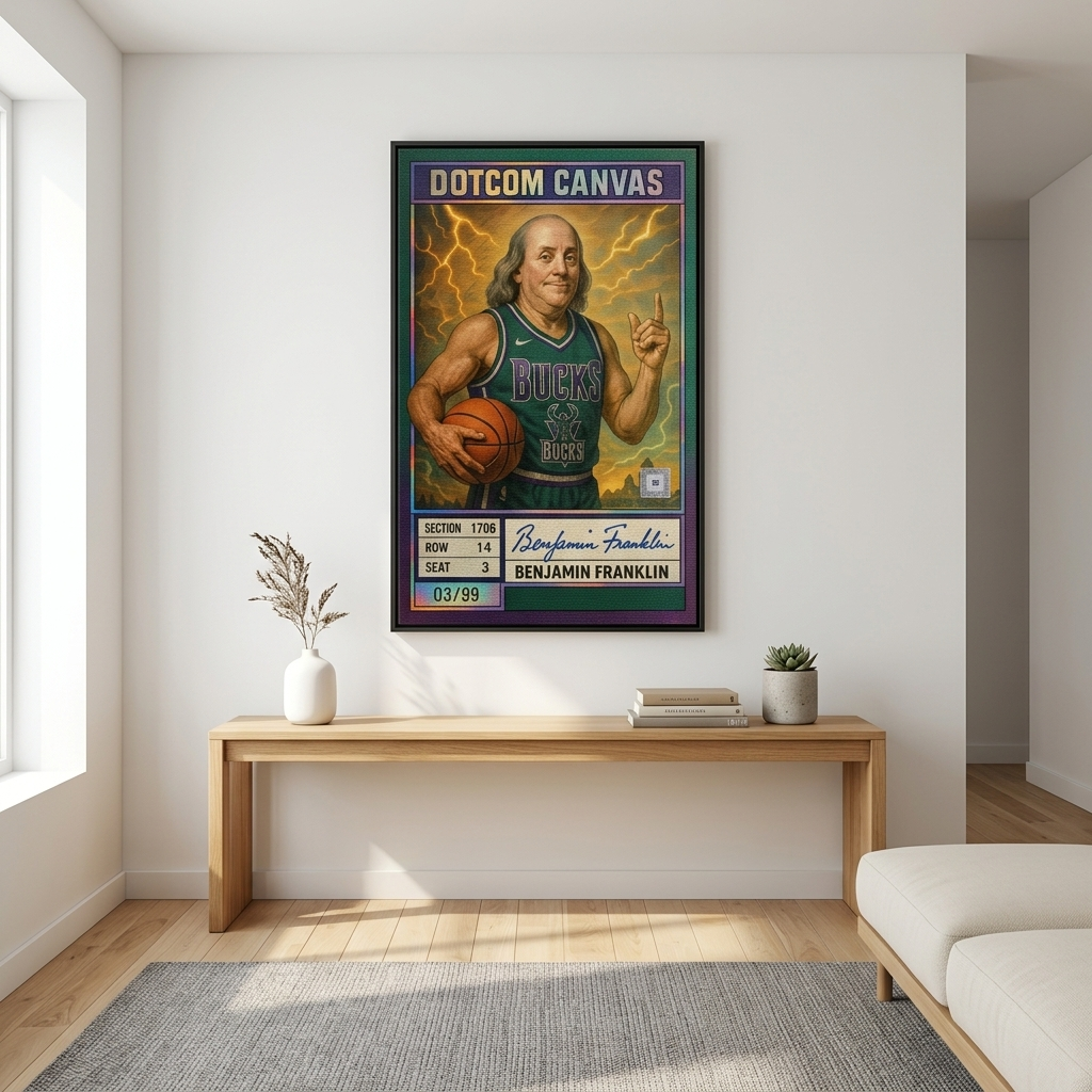 Benjamin Franklin Basketball Card Leinwand Raum-Mockup