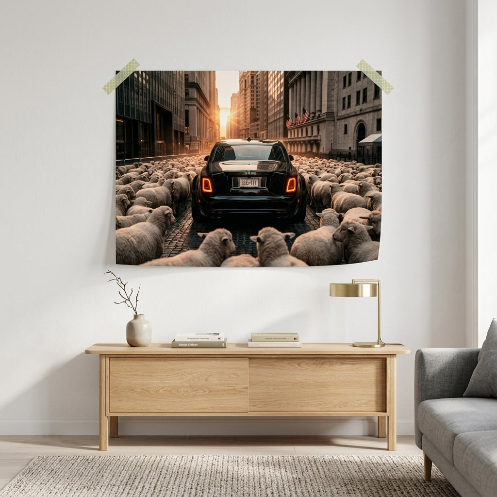 Rolls Royce & Sheeps Poster Raum-Mockup