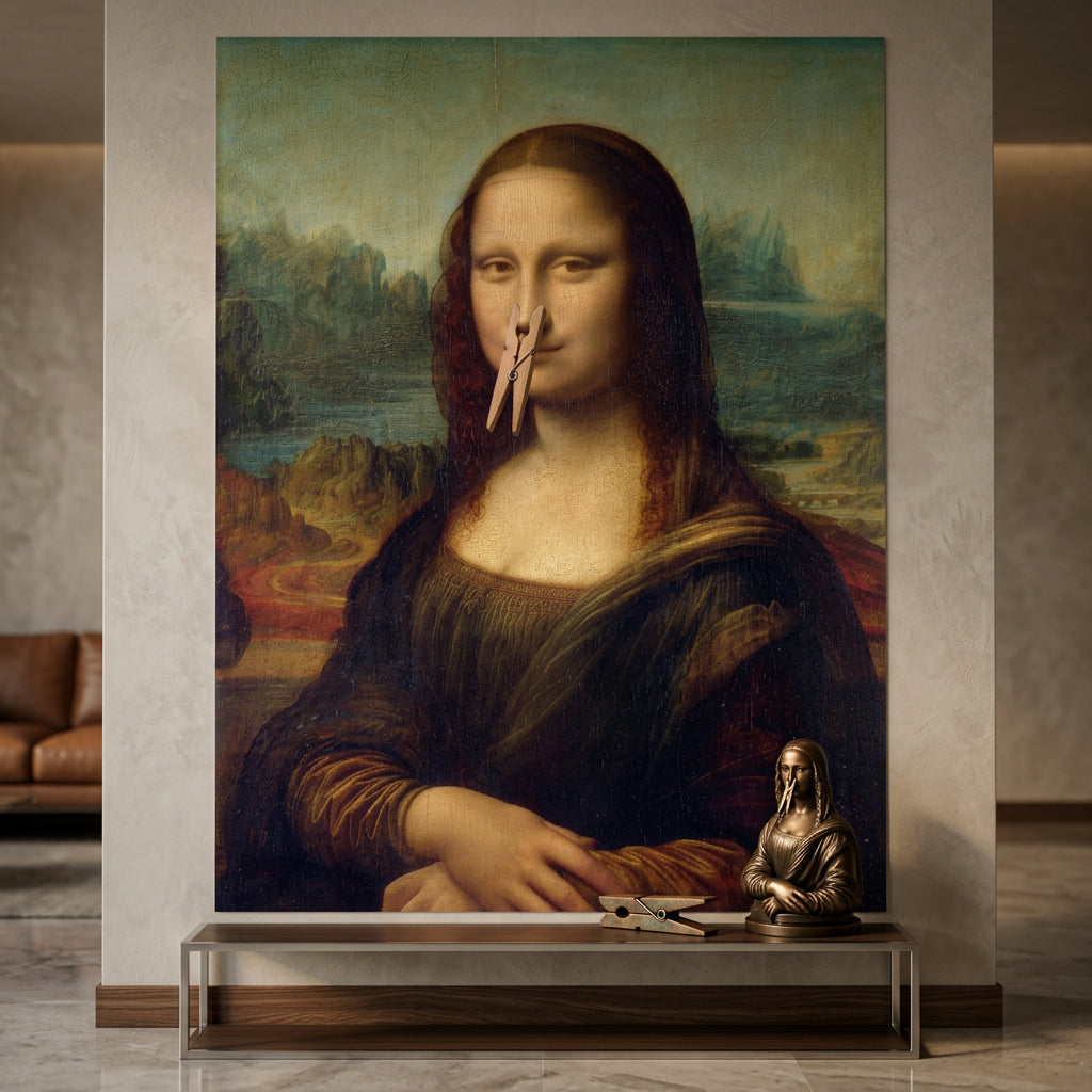 DOTCOMCANVAS Mona Lisa 2 for Toilett Poster – Humor Klassik WC Wandbild