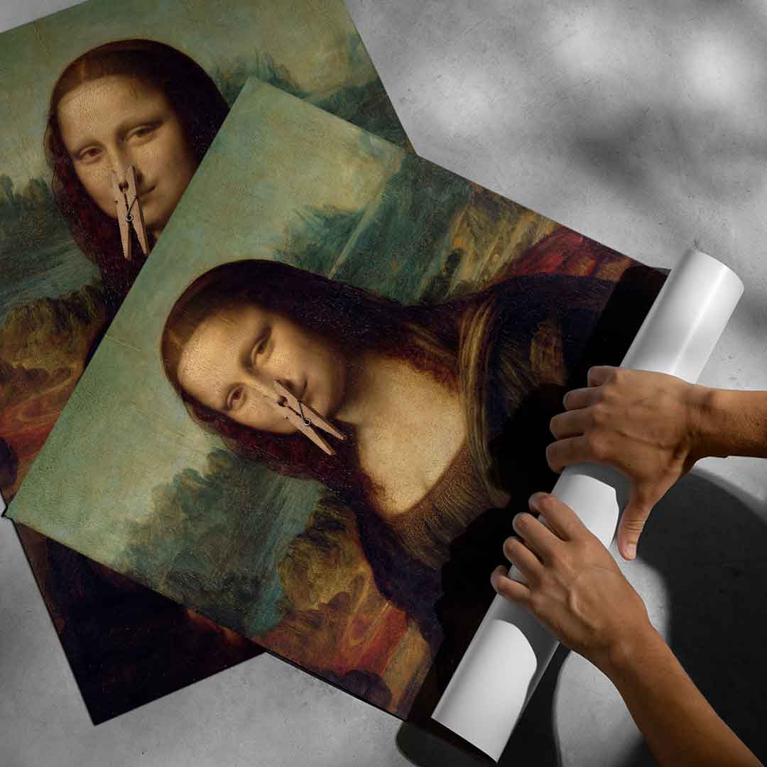 DOTCOMCANVAS Mona Lisa 2 for Toilett Poster – Humor Klassik WC Wandbild