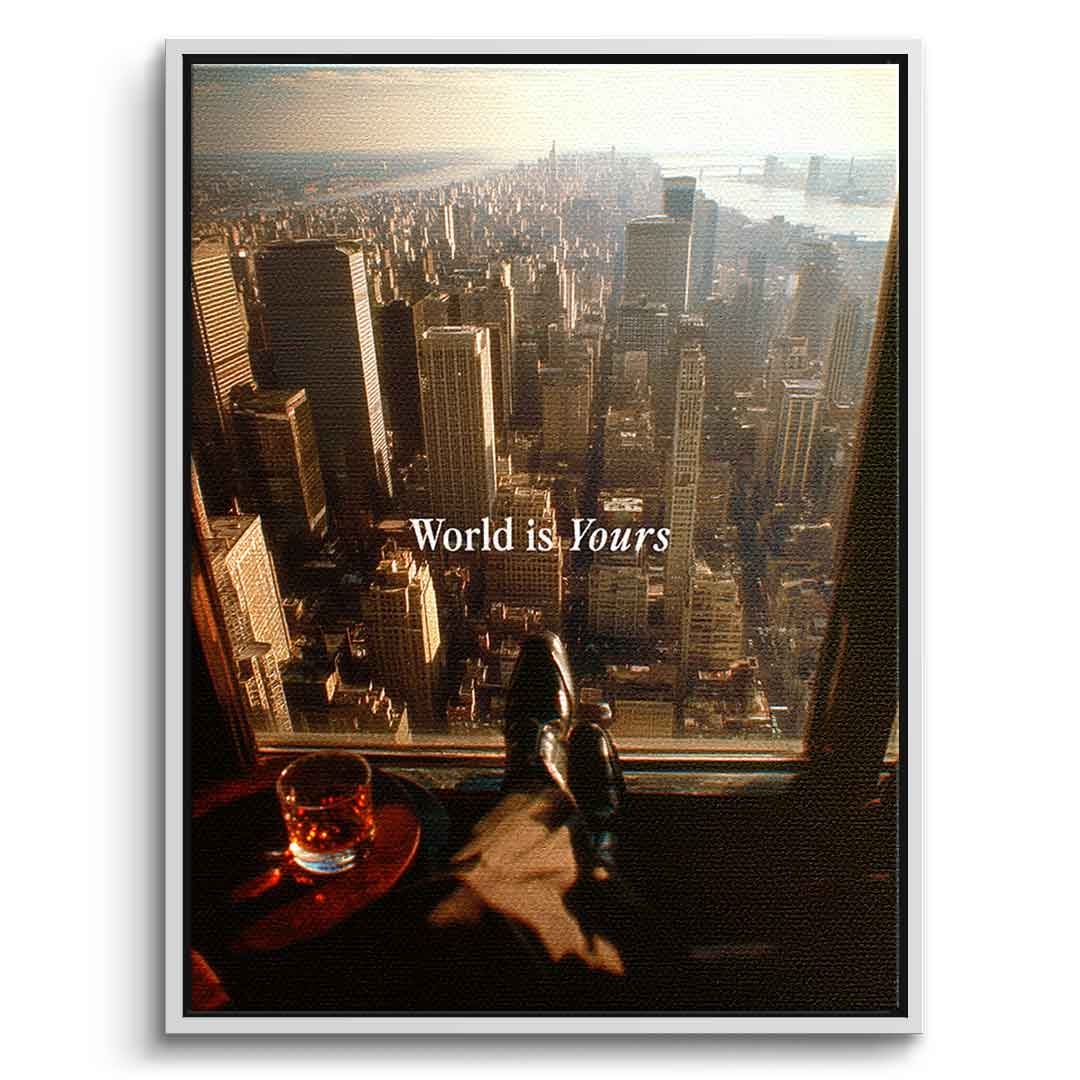 DOTCOMCANVAS World is Yours Leinwandbild Weiß Rahmen Front
