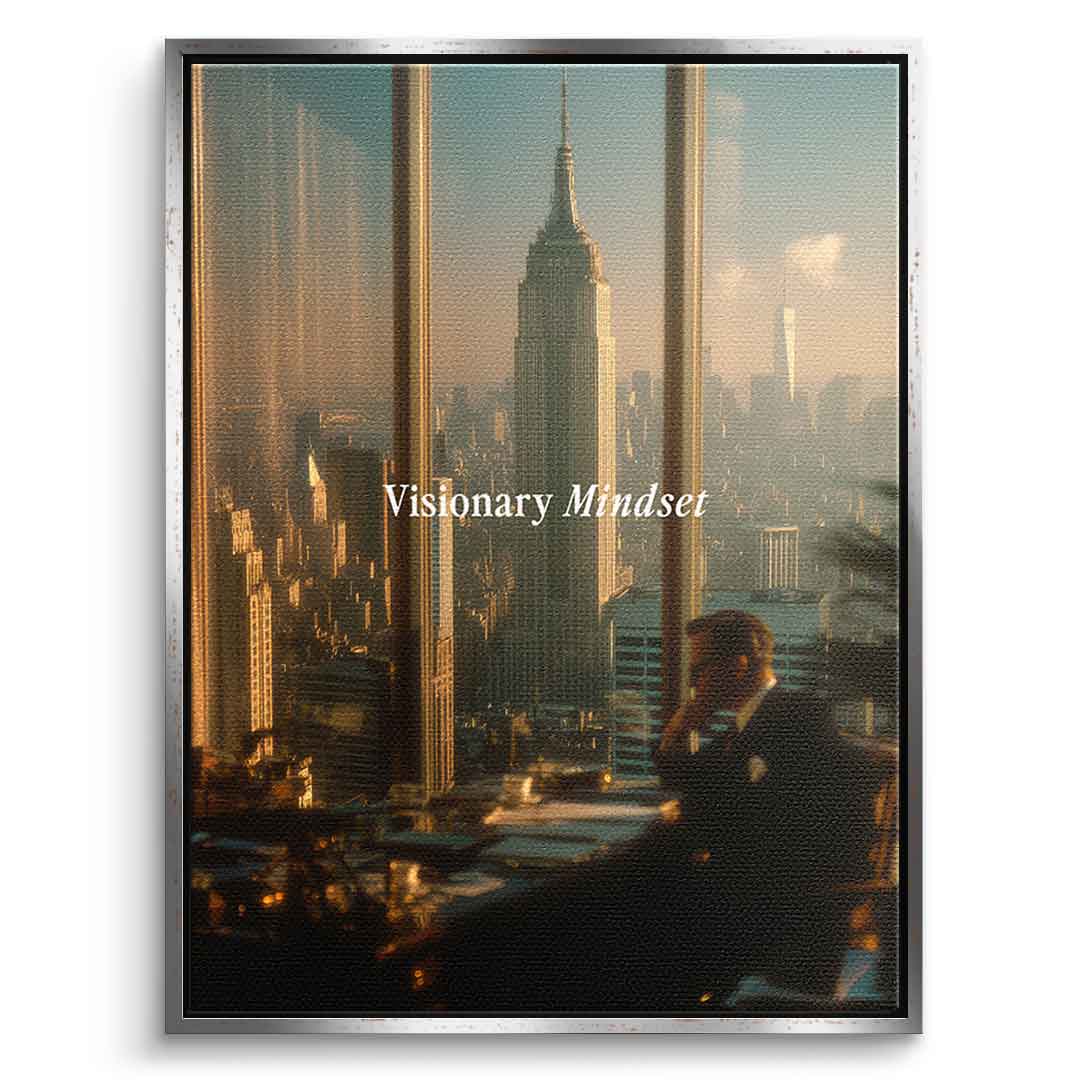 DOTCOMCANVAS® Visionary Mindset Leinwandbild – Vorderansicht Silberner Rahmen