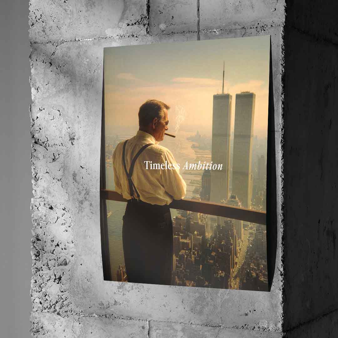 DOTCOMCANVAS Timeless Ambition Poster an Betonwand