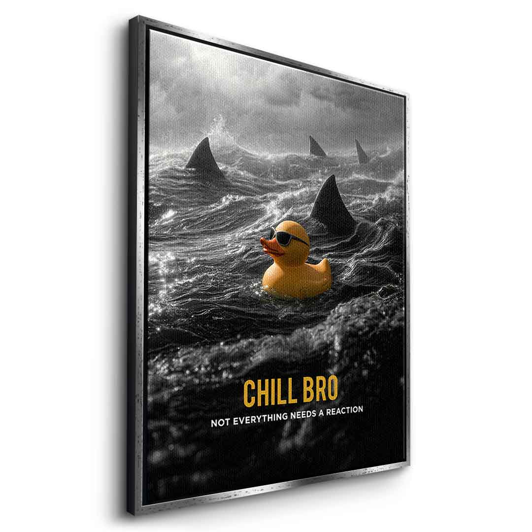 Seitenansicht Leinwandbild Chill Bro mit weißem Rahmen