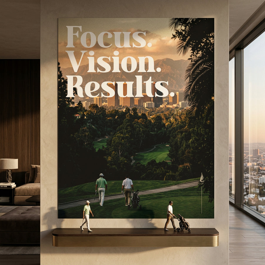 Focus. Vision. Results. Poster im Raum