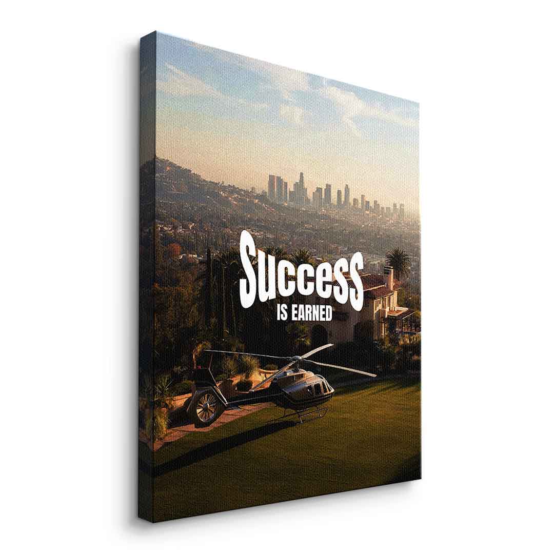 DOTCOMCANVAS Success is Earned Leinwandbild Detailaufnahme Druckqualität