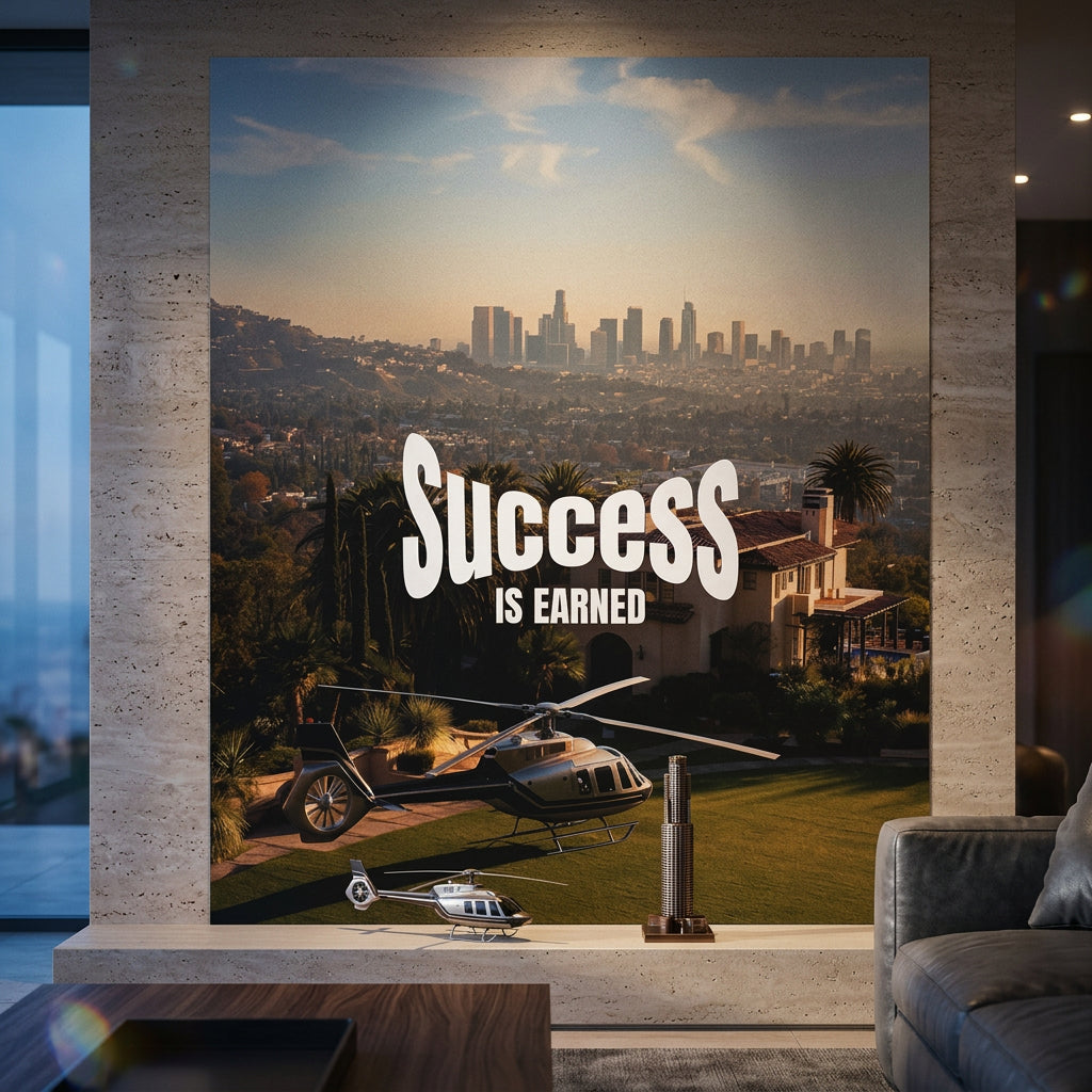 DOTCOMCANVAS Success is Earned Poster im Wohnraum Mockup modernes Interior