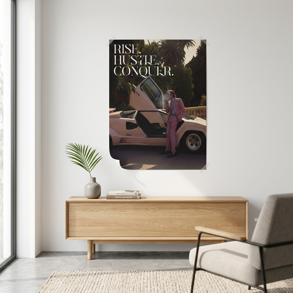 Rise. Hustle. Conquer. Poster Raum-Mockup
