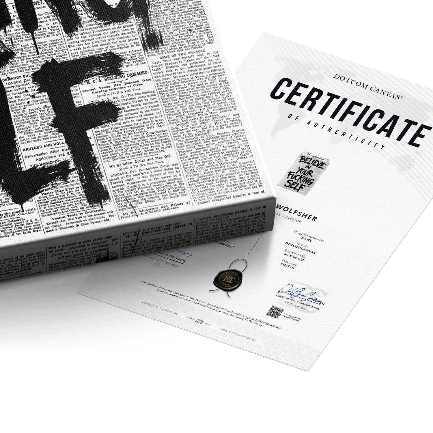 Believe in your f***ing self - Zertifikat