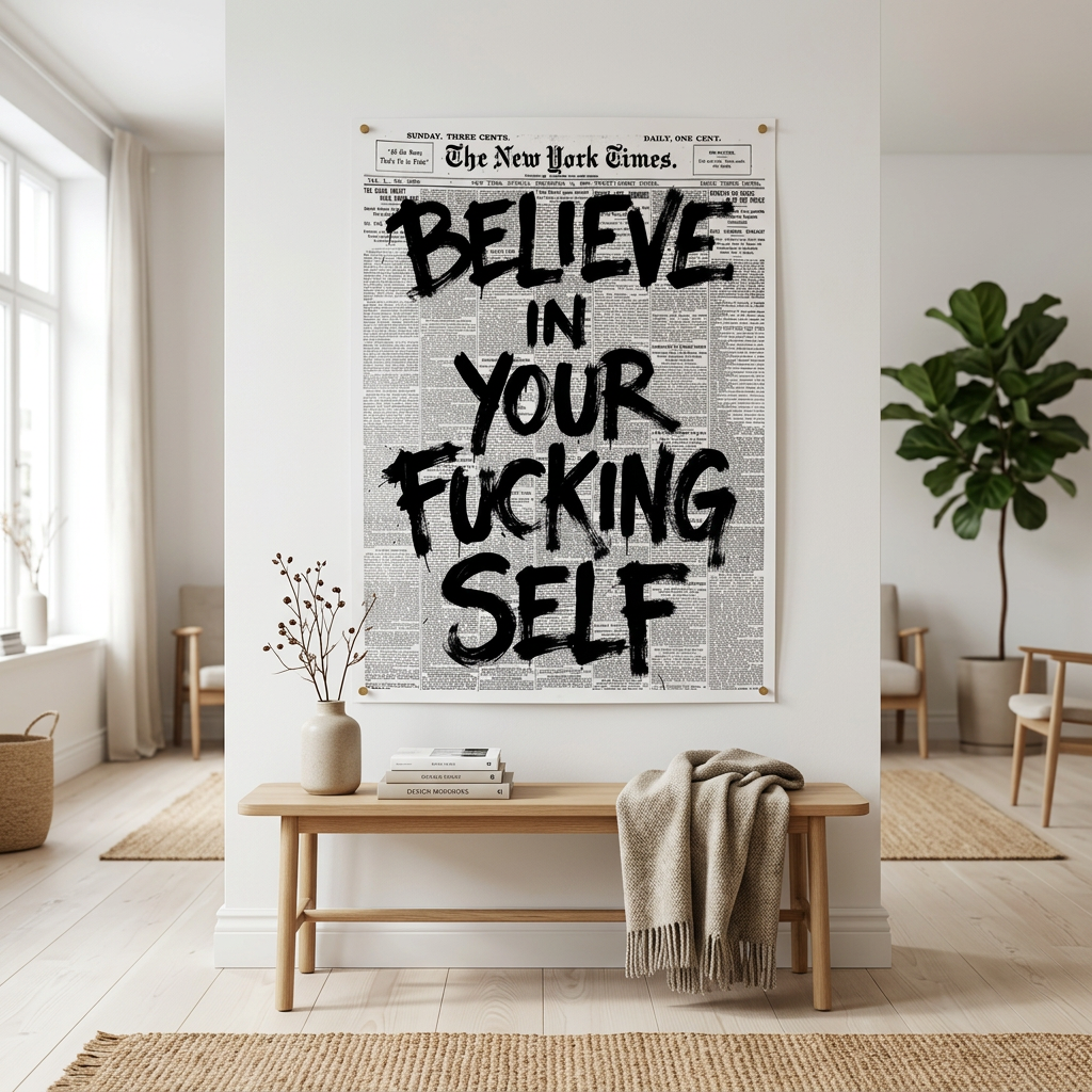 Believe in your fucking self Poster Raum-Mockup